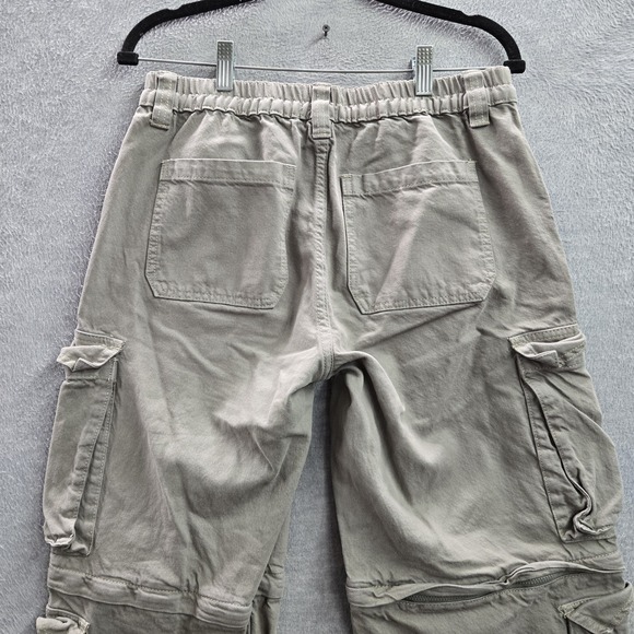 Pacsun Women Pants M Gray Cargo Twill Puddle Zip Off Convertible Baggy Y2K - Picture 11 of 12